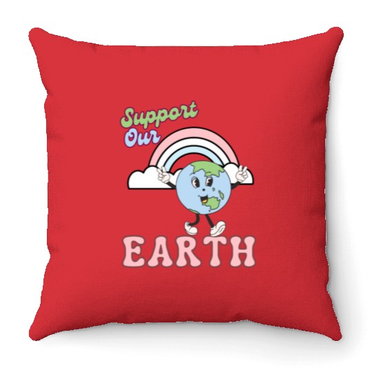 Support Our Earth Day Throw Pillows