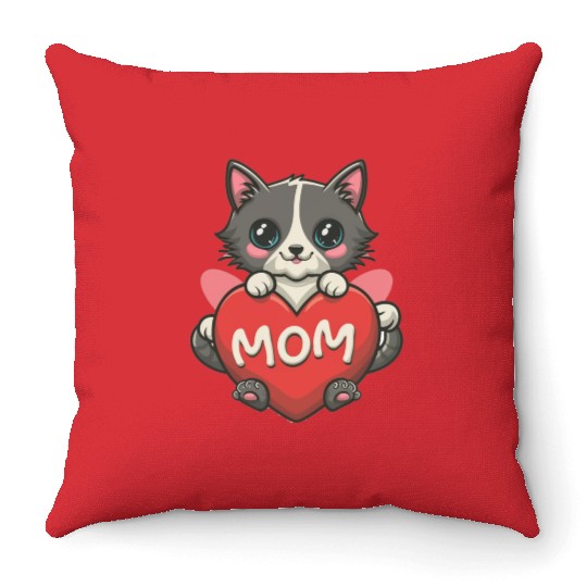 cat mom Throw Pillows