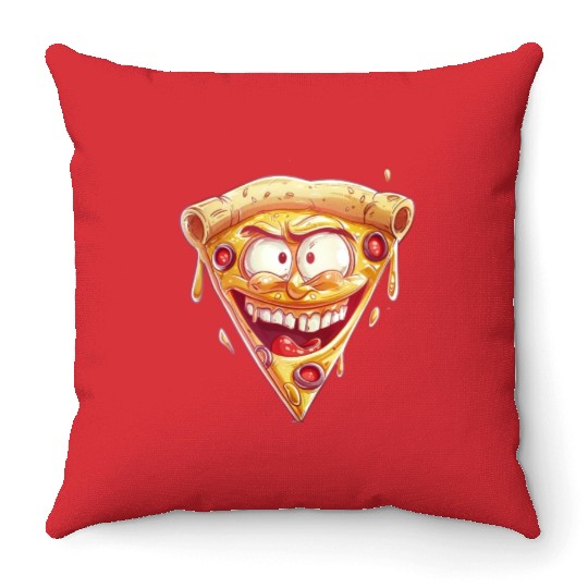 Cheesy Grinning Slice Captures Joy Throw Pillows
