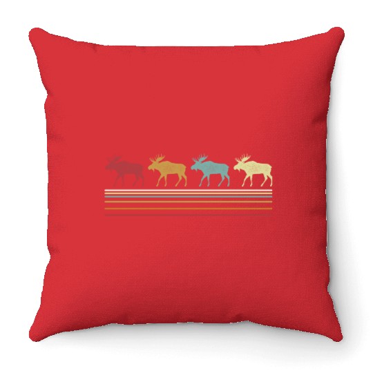 Retro Moose Lover Funny Moose Vintage Throw Pillows