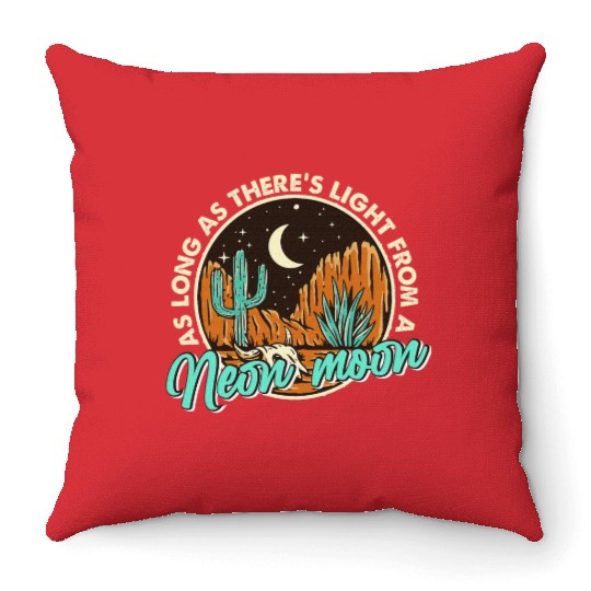 Neon Moon Cactus Country Mountain Western Cow Throw Pillows
