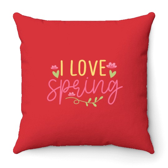 I love spring Throw Pillows