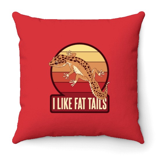 I Like Fat Tails Crested Lizard Gekkota Leopard Throw Pillows