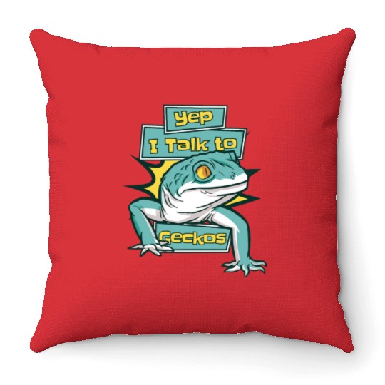 I Talk To Geckos Lizard Gekkota Crested Leopard Throw Pillows
