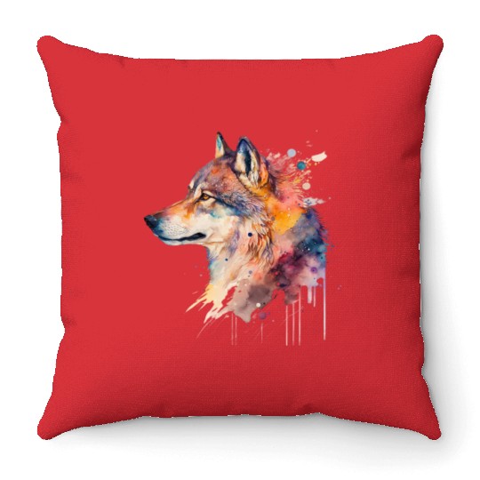 Wolf Print, Cosmic Wolves, Animal Print, Cosmos Throw Pillows