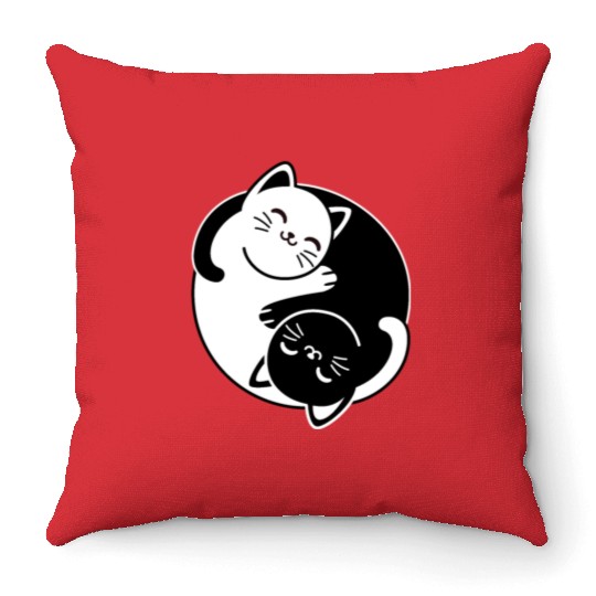 Yin and Yang Cats Throw Pillows
