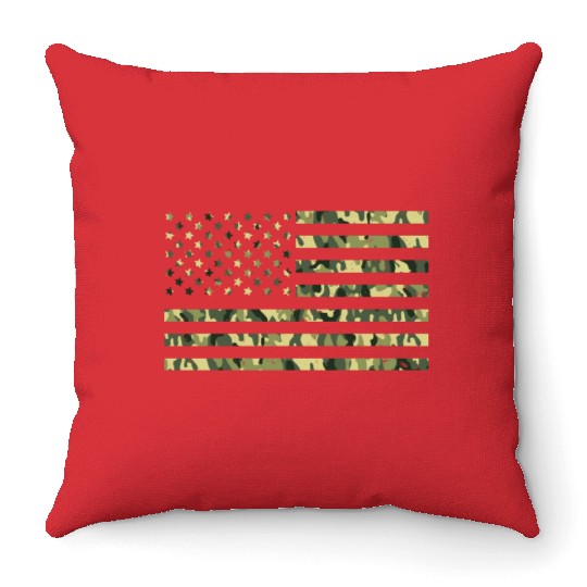 Camo American Flag USA Camouflage Men Boys Women Throw Pillows