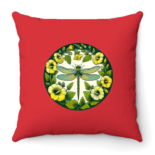 Green Dragonfly Throw Pillows