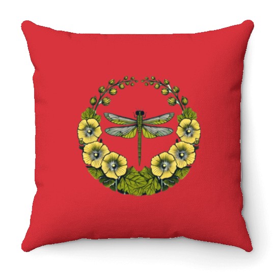 Green Dragonfly Throw Pillows