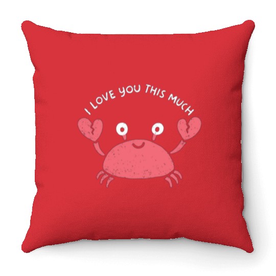 I love you this much, kawaii lobster Throw Pillows