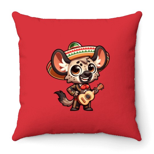 Cinco de Mayo Hyena Giraffe Mariachi Throw Pillows