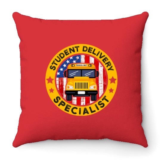 School Bus Driver American Flag School Bus Driver Throw Pillows