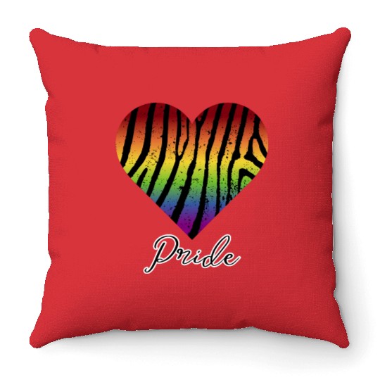 LGBTQ+Pride Rainbow heart-pattern tiger leather Throw Pillows
