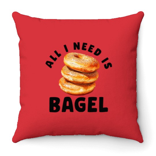 Bagel Lover For Men BreakFast Jewish Food Beigel Throw Pillows
