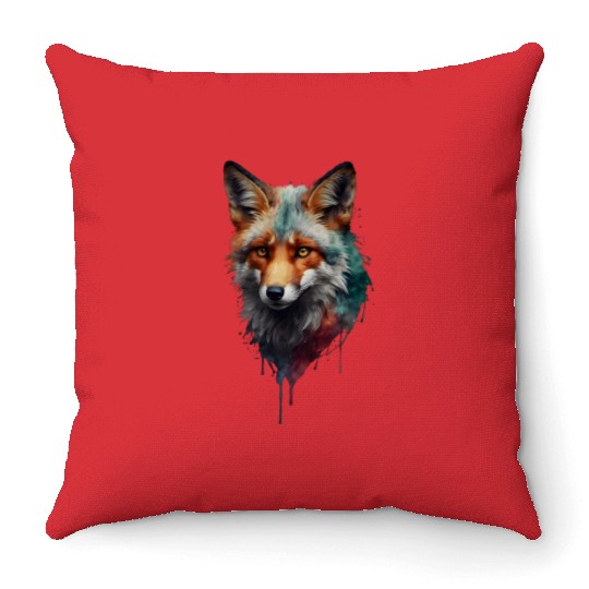 Floral Fox Cottagecore Aesthetic Throw Pillows