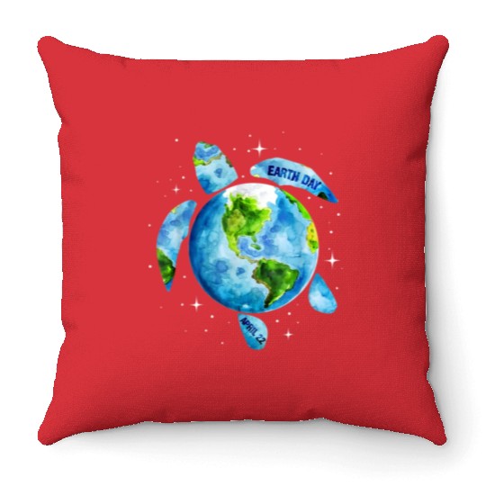 Earth Day Restore Earth Sea Turtle Art Throw Pillows