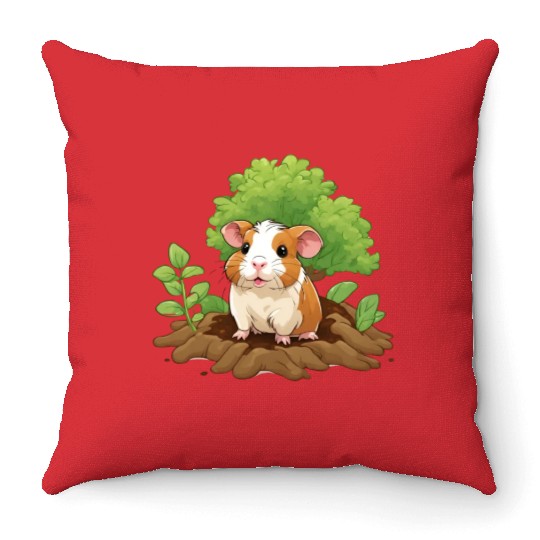 Earth Day Guinea Pig: Vibrant Eco-Friendly Design Throw Pillows