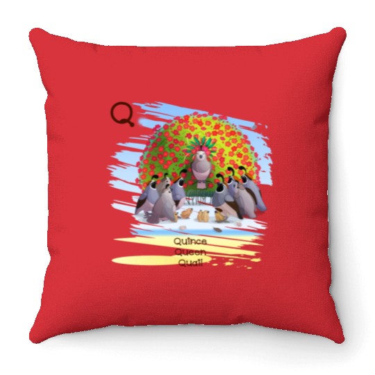 Unique Creative Cute Q Alphabet Quince Queen Quail Throw Pillows
