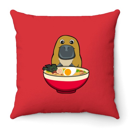 PLATYPUS RAMEN Throw Pillows