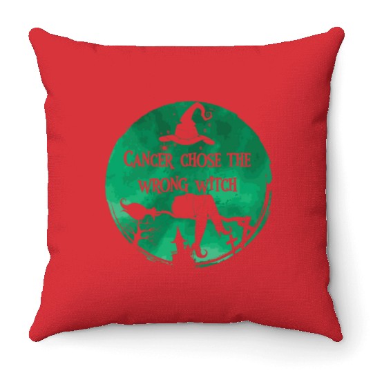 Cancer Witch Green Liver Cancer Throw Pillows