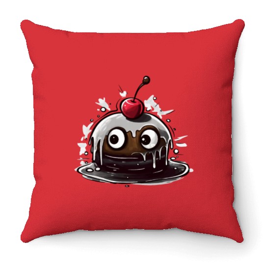 Kawaii Sweet Cherry Cake Throw Pillows