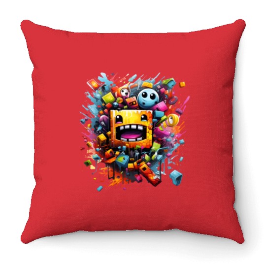 geometry dash Throw Pillows