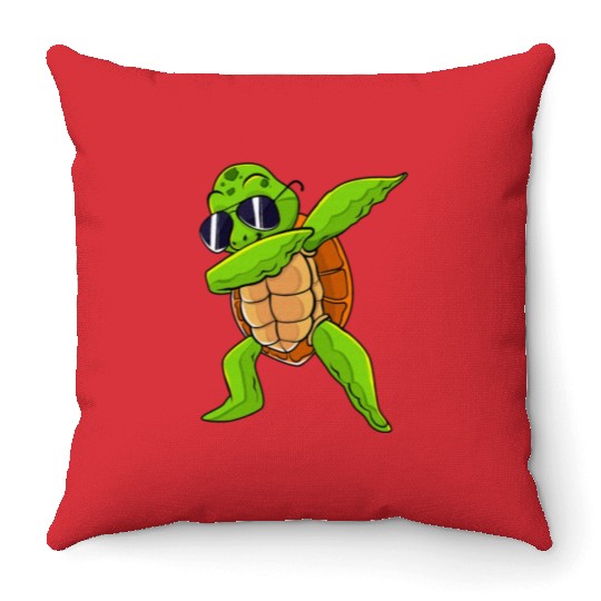 Dabbing Sea Turtle Animal Lover Save The Turtles Throw Pillows
