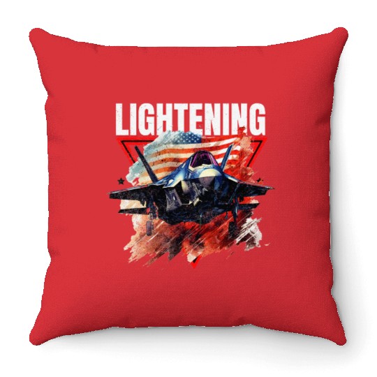 F35 Lightning Fighter Jet Plane Veteran Military Throw Pillows