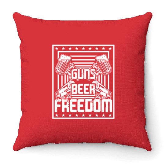 Guns Beer Freedom Throw Pillows