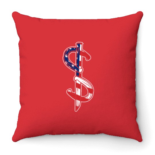Horseshoe Pitching USA FLag Throw Pillows