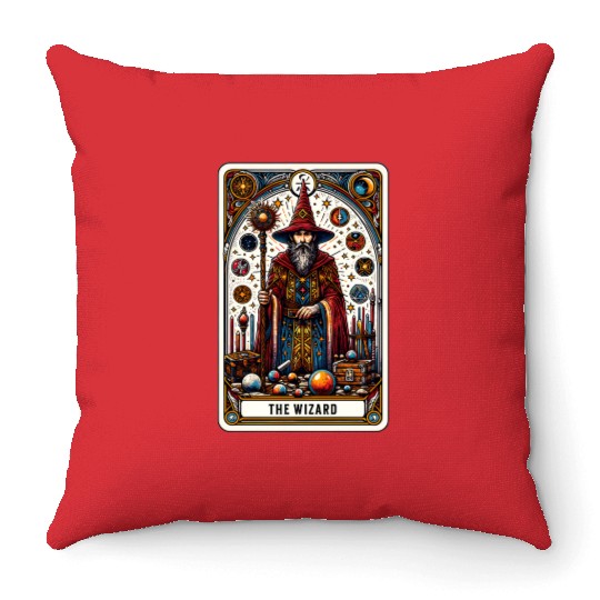 Tarot Card The Wizard Throw Pillows