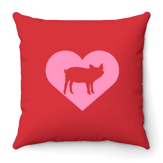 I Love Pigs pig heart piggy piglet silhouette Throw Pillows