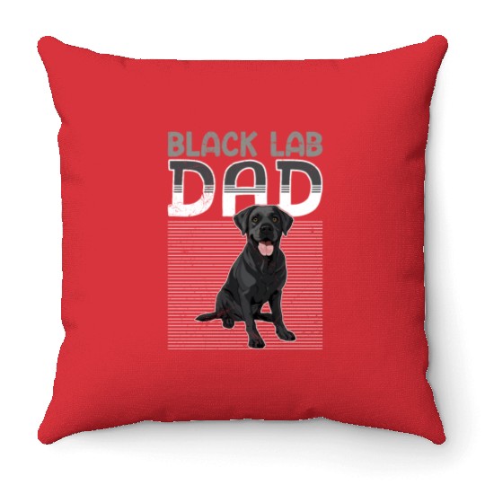 Black Labrador BLACK LAB DAD Labrador Owner Throw Pillows