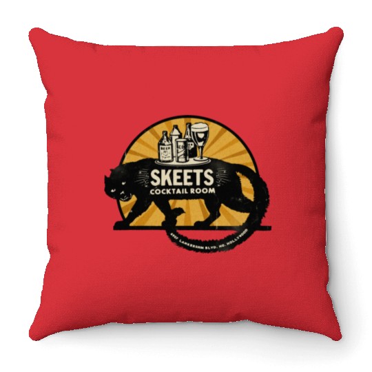 Vintage Hollywood Cat Dive Bar Throw Pillows