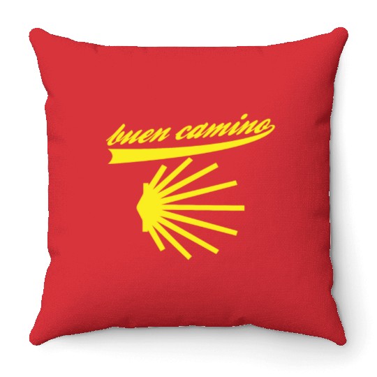 Way of St. James shell pilgrims buen camino Throw Pillows