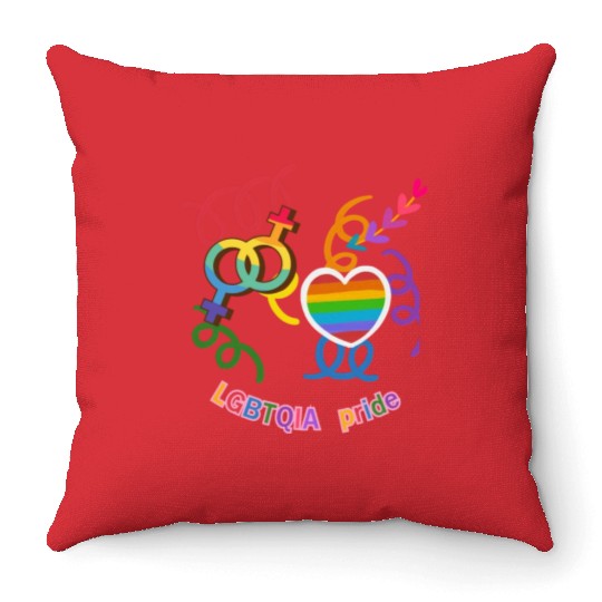 LGBTQIA+ Pride Rainbow Heart Throw Pillows