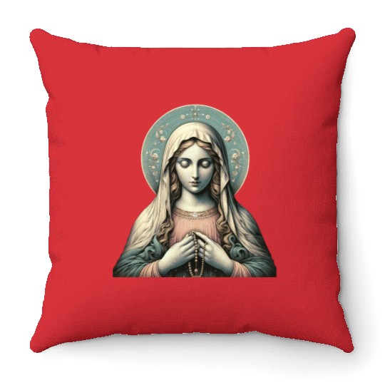 Serene Madonna ic Image Throw Pillows