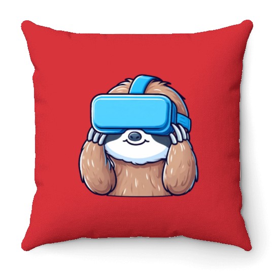 Sloth as VR Gamer: Cool and Digital Throw Pillows