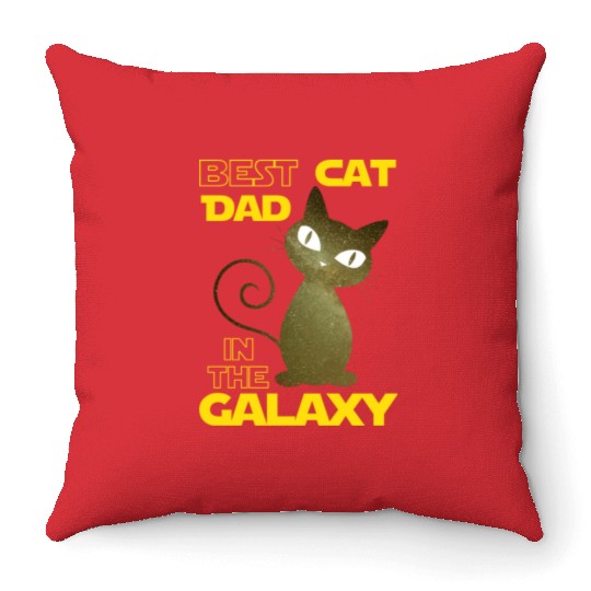 Galaxy Cat Best Cat Dad Throw Pillows
