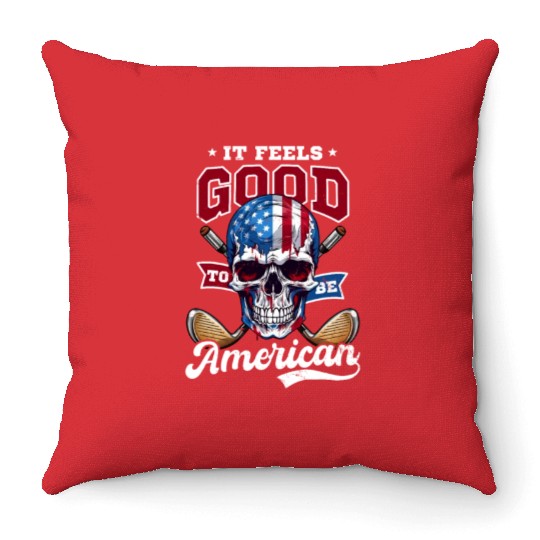 4th Of July Golf Feels Good Be American Throw Pillows