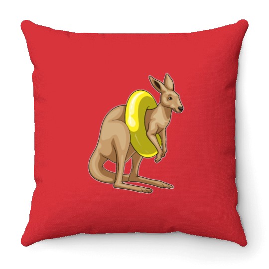 Kangaroo Swimming Swim ring Throw Pillows