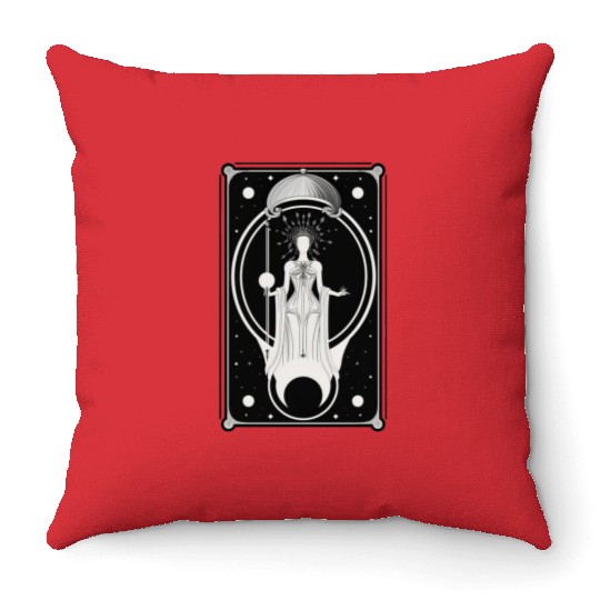 Crescent Moon Tarot Card Astrology Occult Throw Pillows