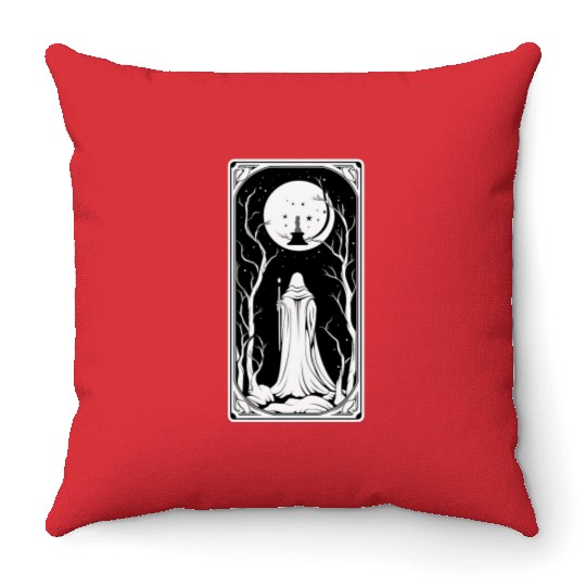 Hermit Tarot Card Astrology Occult Mystical Throw Pillows