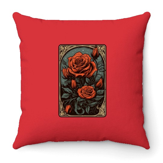 Rose Tarot Card Reader Astrology Occult Throw Pillows