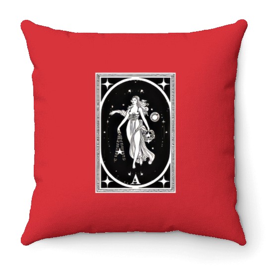 Themis Tarot Card Astrology Occult Mystical Throw Pillows