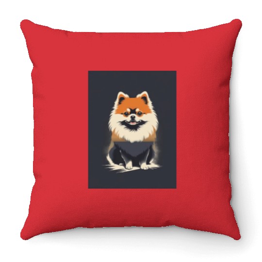 Pomeranian Dog 2 - Japanese Old Vintage Throw Pillows