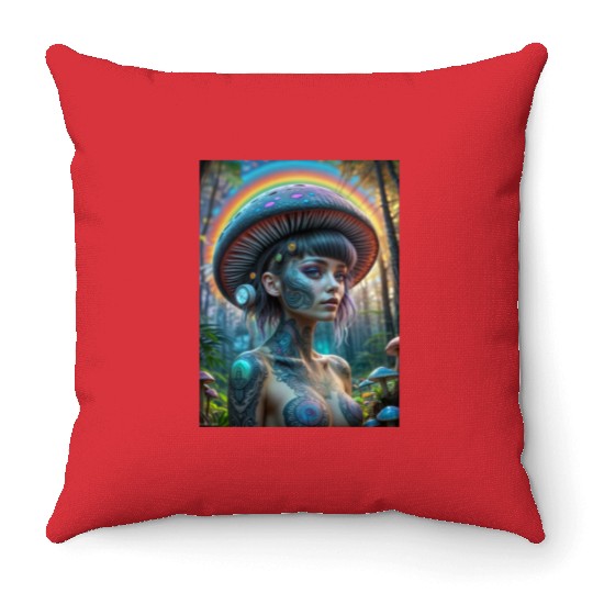 Magic Mushroom Fairy Throw Pillows