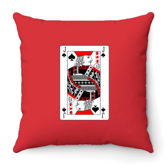 Jack Playing card of spades Throw Pillows