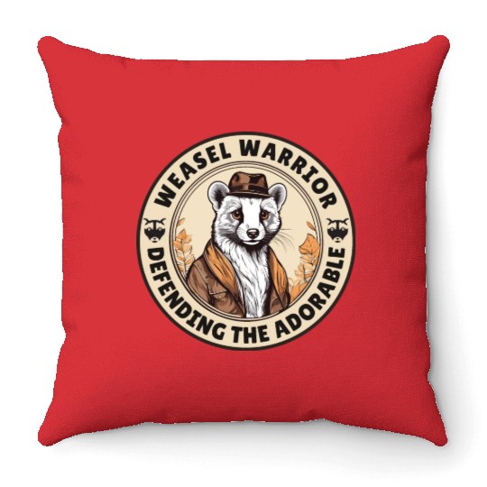 Weasel Warrior Throw Pillows