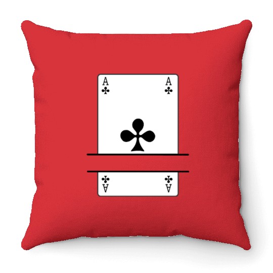 Playing card Club ace with banner space Throw Pillows